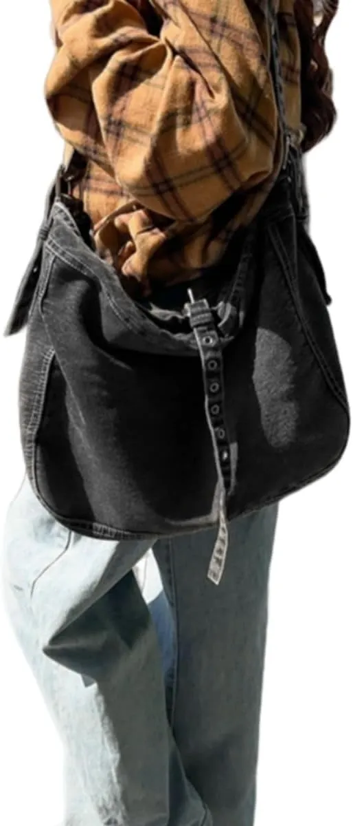 Womens Denim Shoulder Purses and Handbags, Casual Messenger Bag Tote Crossbody Purse Daily Hobo Bag
