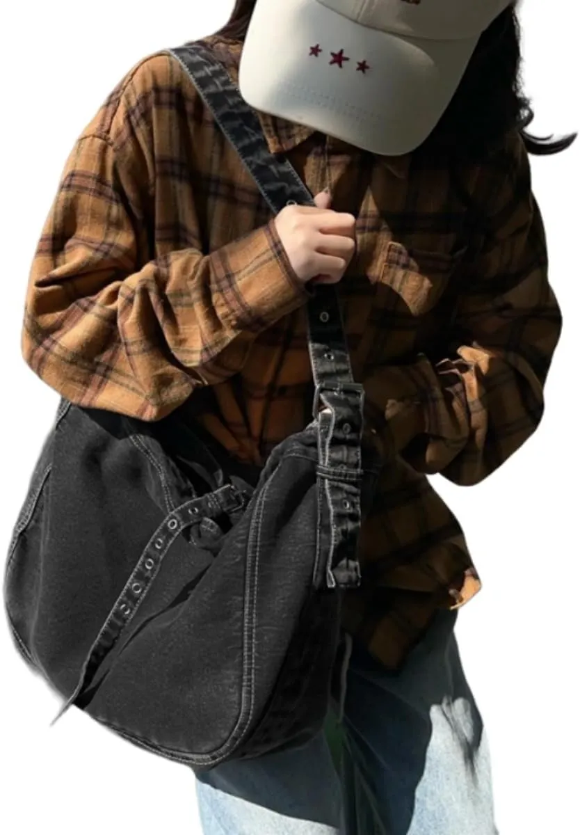 Womens Denim Shoulder Purses and Handbags, Casual Messenger Bag Tote Crossbody Purse Daily Hobo Bag