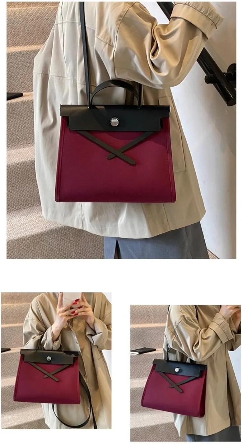 Women's Euro Canvas Tote Bag - 3-Way Adjustable (Crossbody/Shoulder/Hand) for Work & Retro, Spacious   Zip Pouch, 2025 Gift