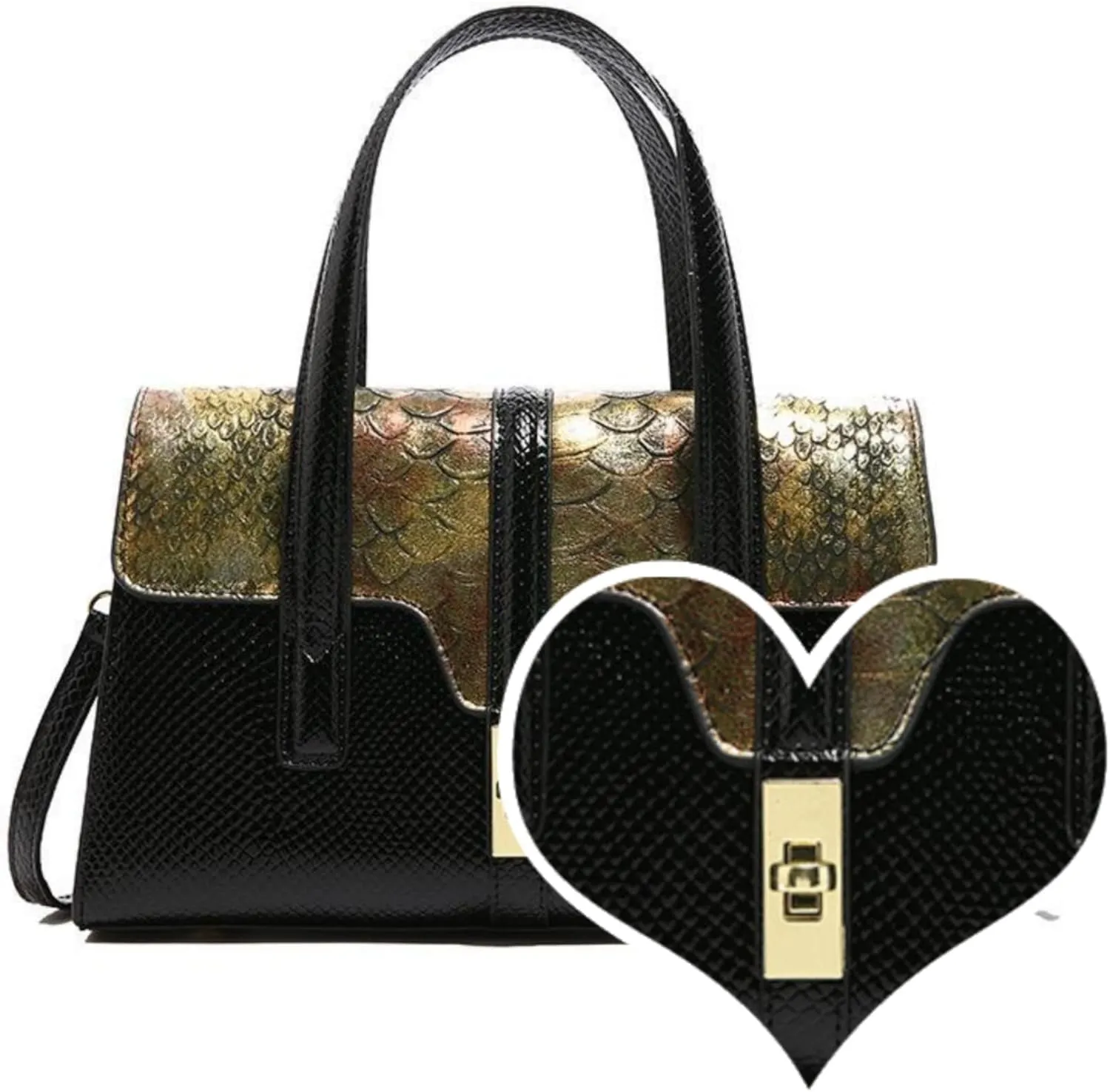 Womens Fashion Snakeskin Evening Handbag Top Handle Clutch Purse Chain Shoulder Cross-body Bag