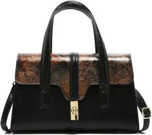 Womens Fashion Snakeskin Evening Handbag Top Handle Clutch Purse Chain Shoulder Cross-body Bag