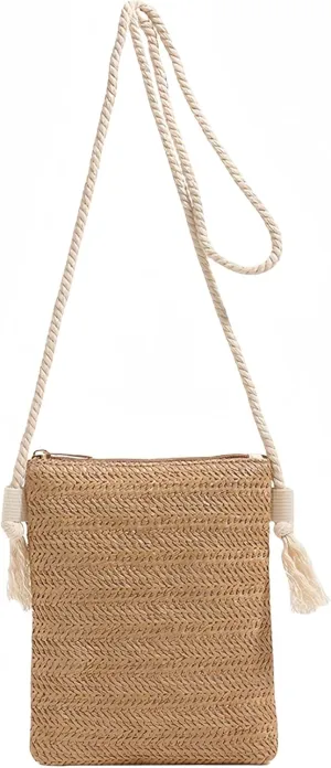 Women's Four Seasons Straw Woven Shoulder Bag Tote Handbag Girl Summer Beach Purse