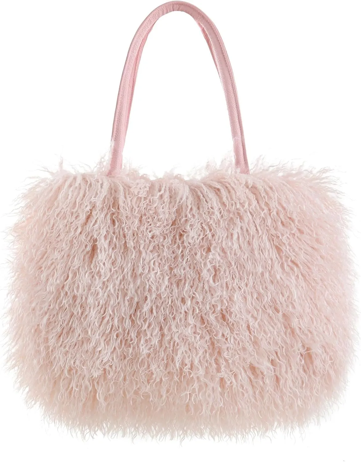 Women's Fuzzy Tote Bag Curly Handbag Furry Shoulder Bag Large Top Handle Purses Winter