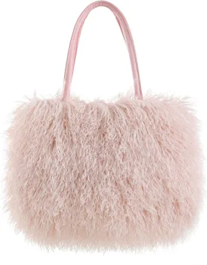 Women's Fuzzy Tote Bag Curly Handbag Furry Shoulder Bag Large Top Handle Purses Winter