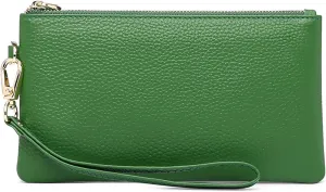 Women's Genuine Leather Wristlet Clutch Purse Small Pouch Bag Cell Phone Wallet Handbag with Strap