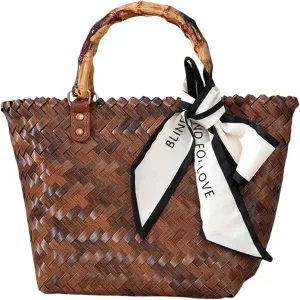 Women's handbag beach bag retro woven bamboo joint handbag beach bag hook woven bag