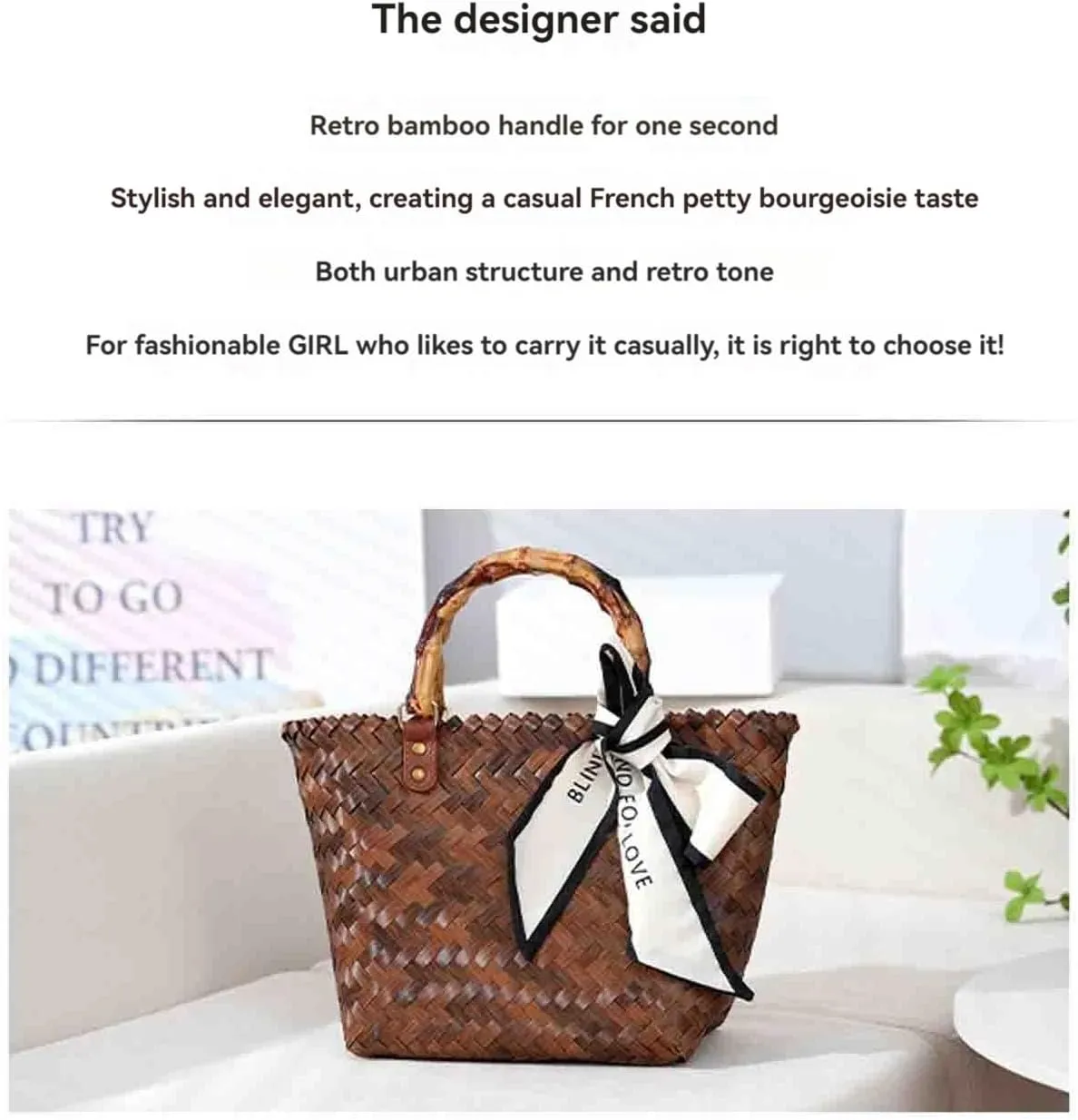 Women's handbag beach bag retro woven bamboo joint handbag beach bag hook woven bag