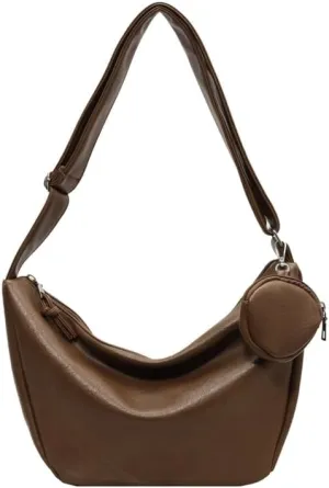 Women's Minimalist Shoulder Bag – Large-Capacity Crossbody Purse, Soft Textured Handbag for Work Travel Daily Use