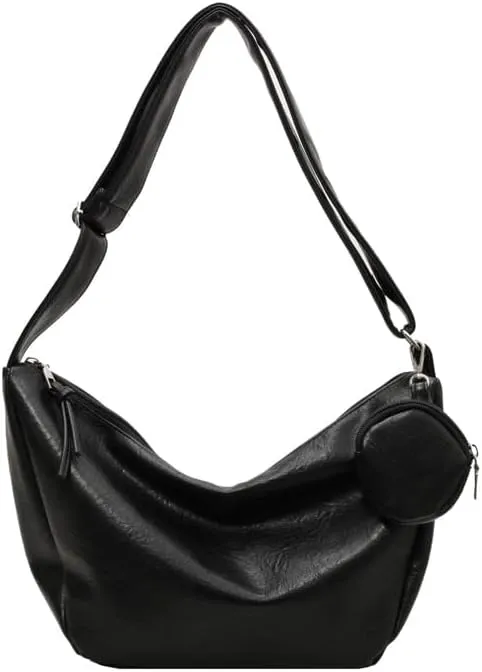 Women's Minimalist Shoulder Bag – Large-Capacity Crossbody Purse, Soft Textured Handbag for Work Travel Daily Use