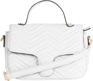 Women’s Quilted Faux Leather Satchel Bag – Top Handle & Crossbody Strap – Heart Detail Purse – Kiki