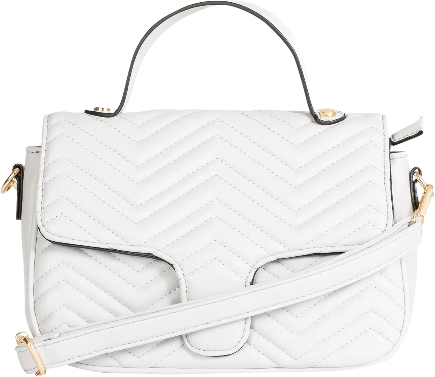 Women’s Quilted Faux Leather Satchel Bag – Top Handle & Crossbody Strap – Heart Detail Purse – Kiki