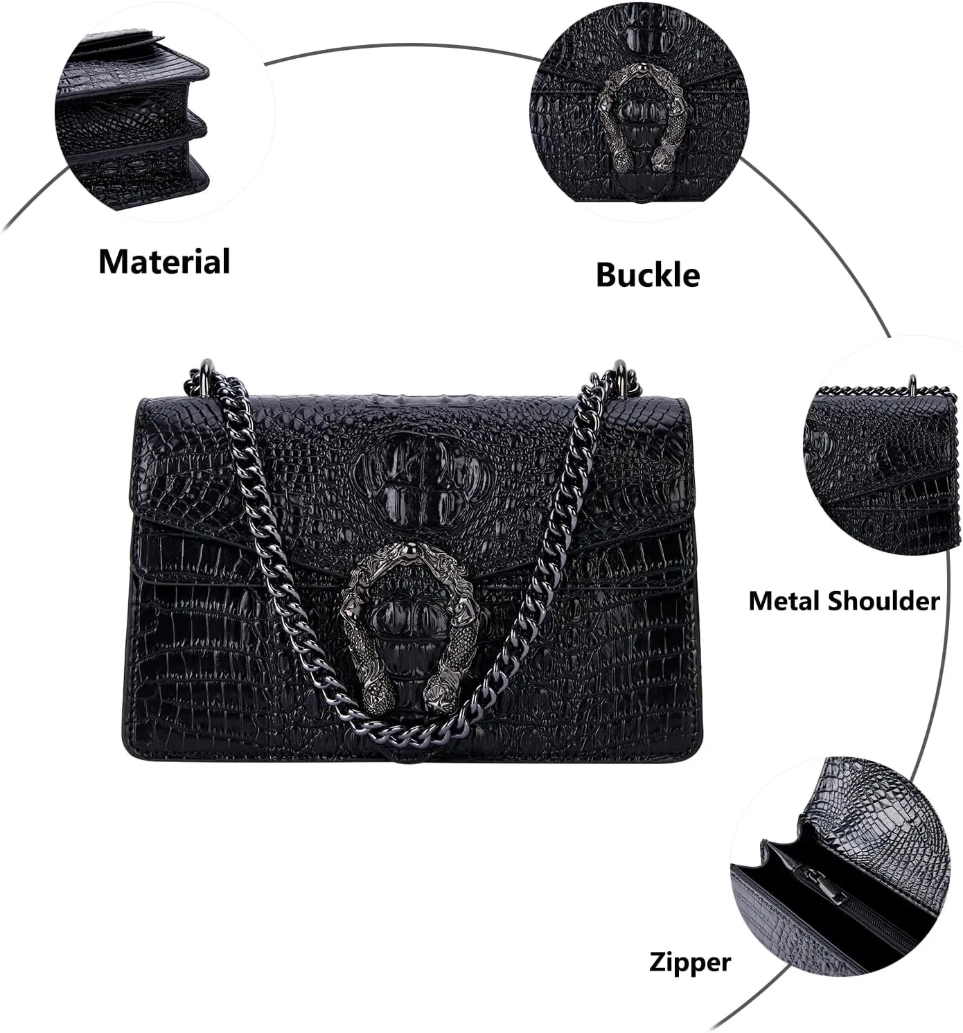 Women's Snake Print Crossbody Shoulder Bag PU Leather Satchel Chain Purse Evening Clutch Handbag