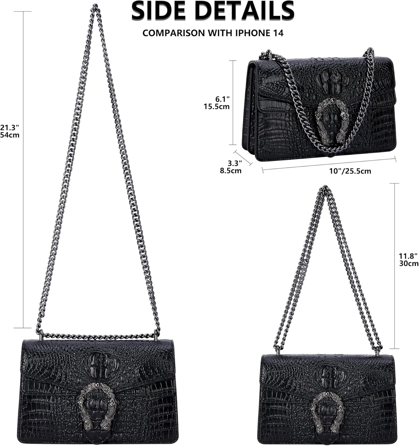 Women's Snake Print Crossbody Shoulder Bag PU Leather Satchel Chain Purse Evening Clutch Handbag