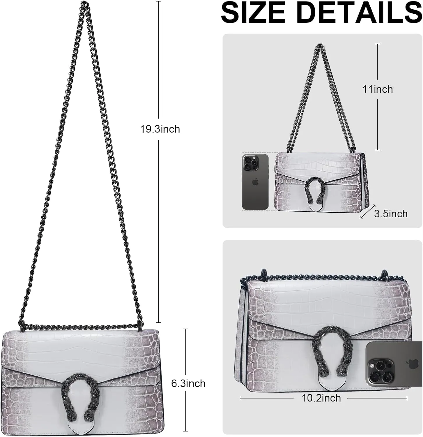 Women's Snake Print Crossbody Shoulder Bag PU Leather Satchel Chain Purse Evening Clutch Handbag