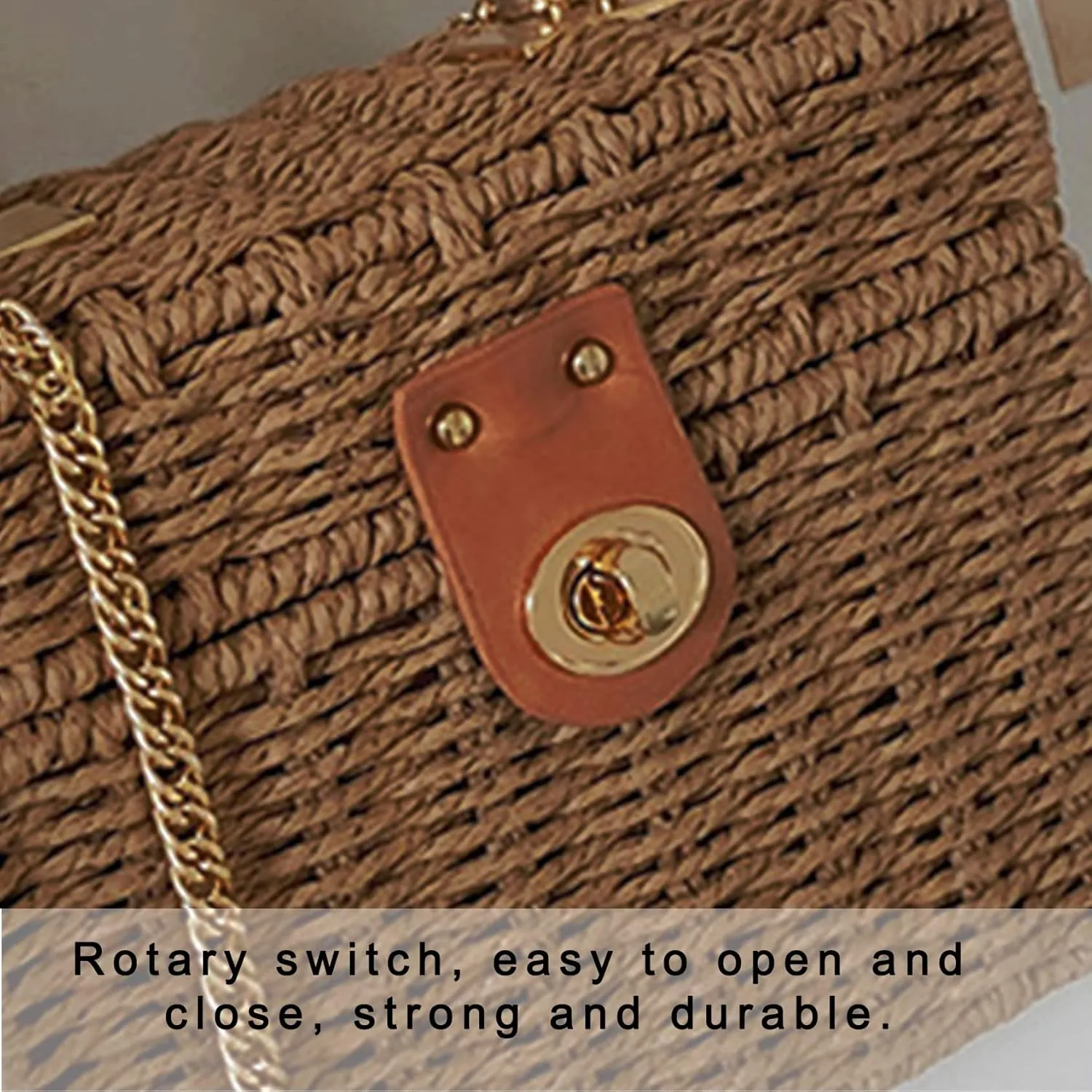 Women's Straw Bag Wicker Woven Basket Beach Purse Summer Purses Vacation Handbags Rattan Crossbody Bag Straw Purse
