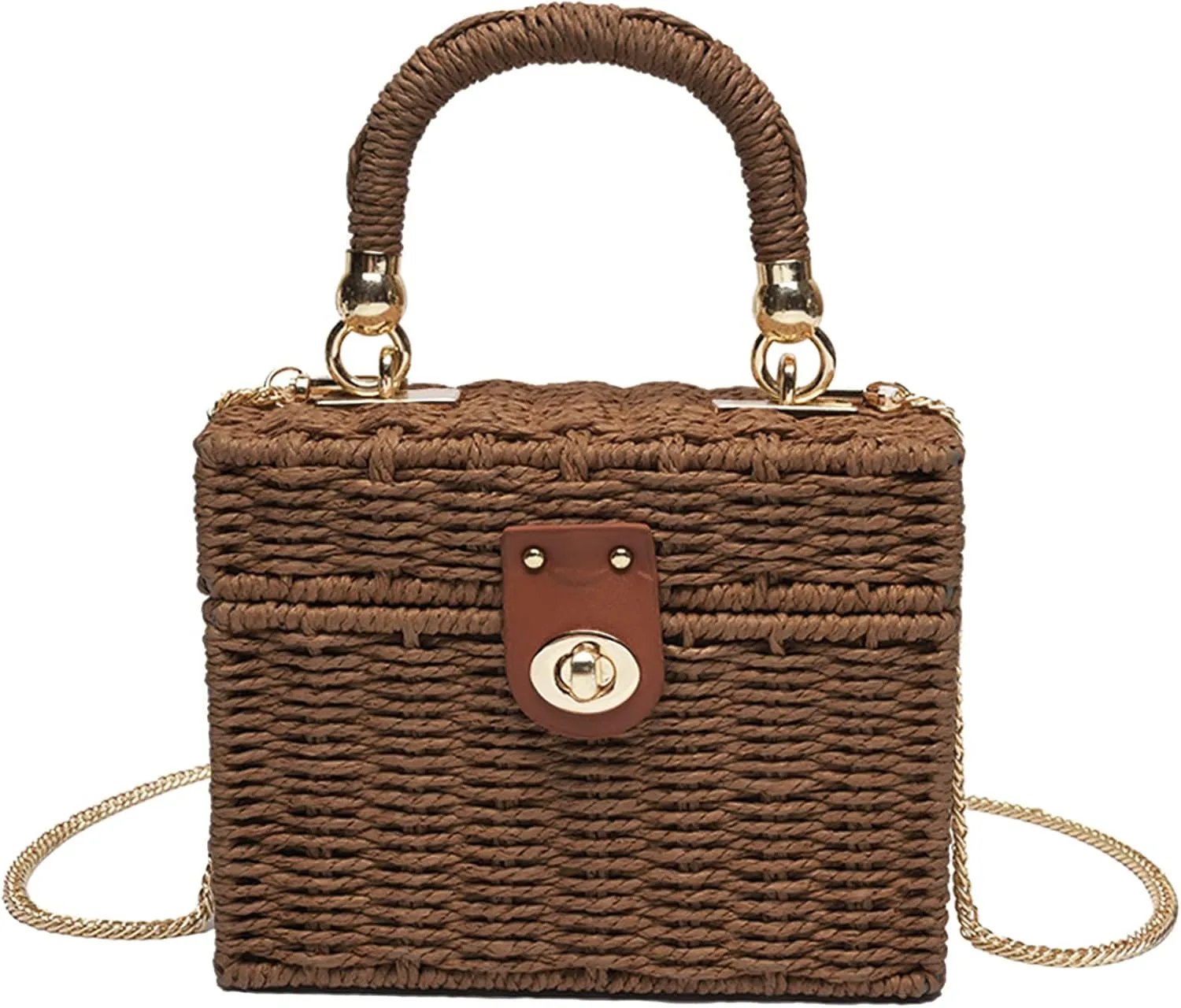 Women's Straw Bag Wicker Woven Basket Beach Purse Summer Purses Vacation Handbags Rattan Crossbody Bag Straw Purse