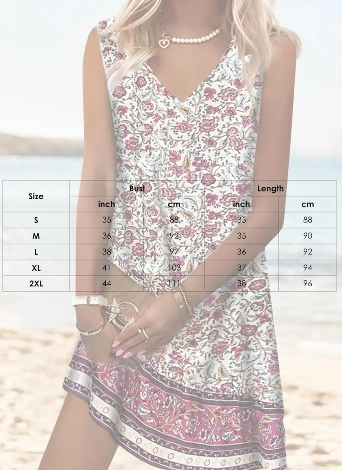 Women's Summer Floral Print Sleeveless V-Neck Mini Dress Casual Stylish Beach Vacation Sundress