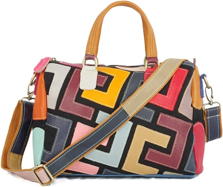 Women's Top Handle Bag Fashion Shoulder Bag Multicolor Crossbody Bag Leather Handbag