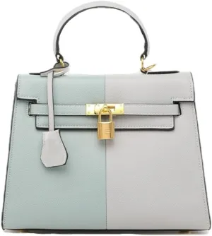 Women's Two-Tone Crossbody Bag - PU Leather Shoulder Purse, Adjustable Strap Small Handbag (5 Colors) (Light blue/Sky blue)
