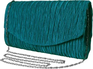 Womens Vintage Satin Pleated Envelope Evening Cocktail Wedding Party Handbag Clutch