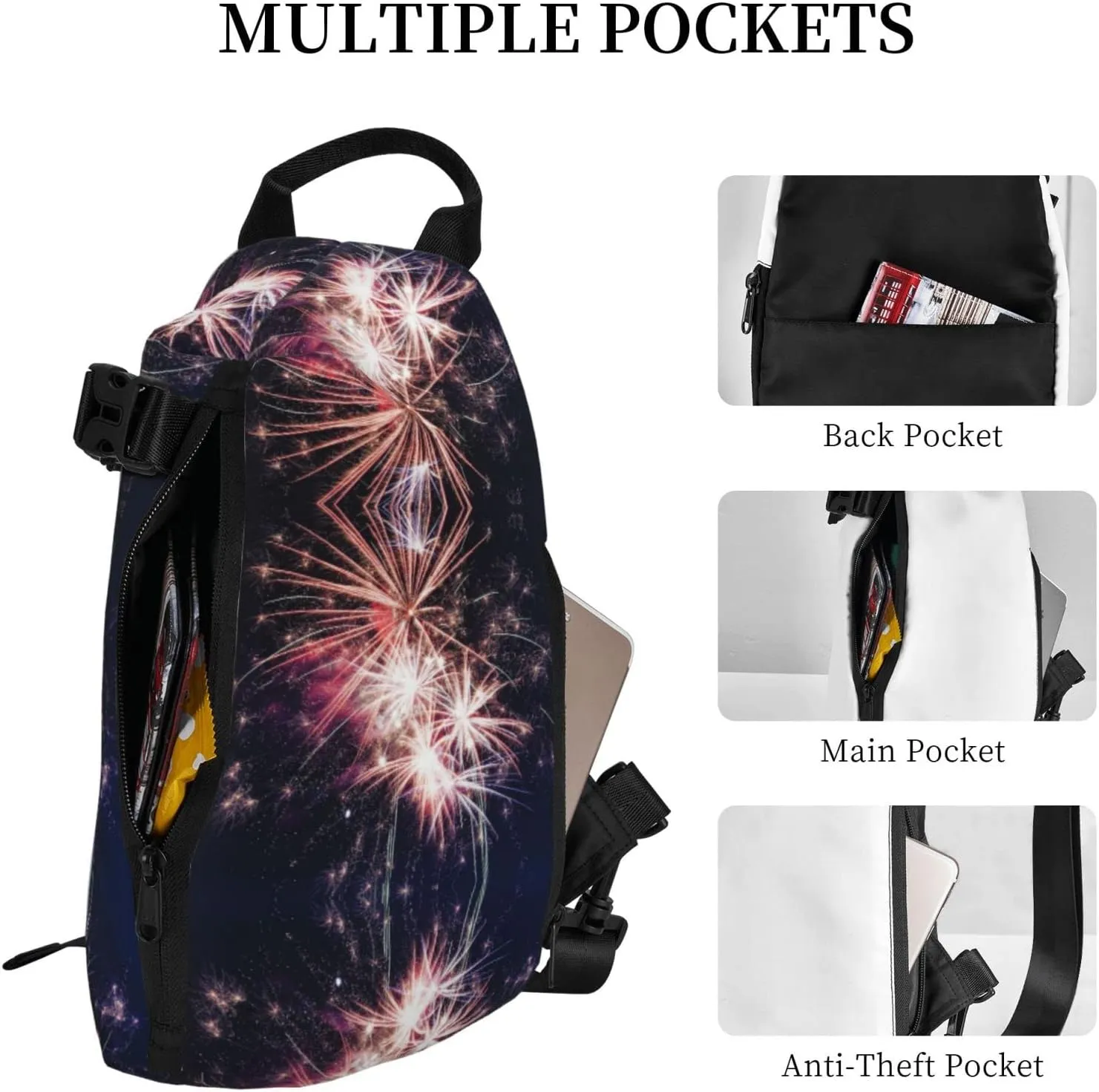 Wood Grain Print Travel Crossbody Backpack Bag,Lightweight Sling Bag For Travel Unisex