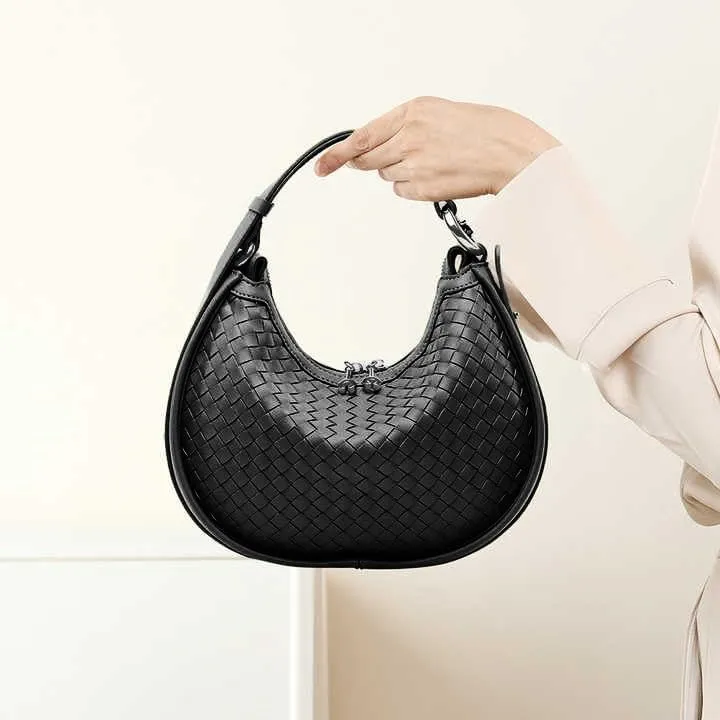 Woven Bag, Premium Leather with Adjustable Straps, Spacious & Organized. Versatile Crossbody, Shoulder Bag