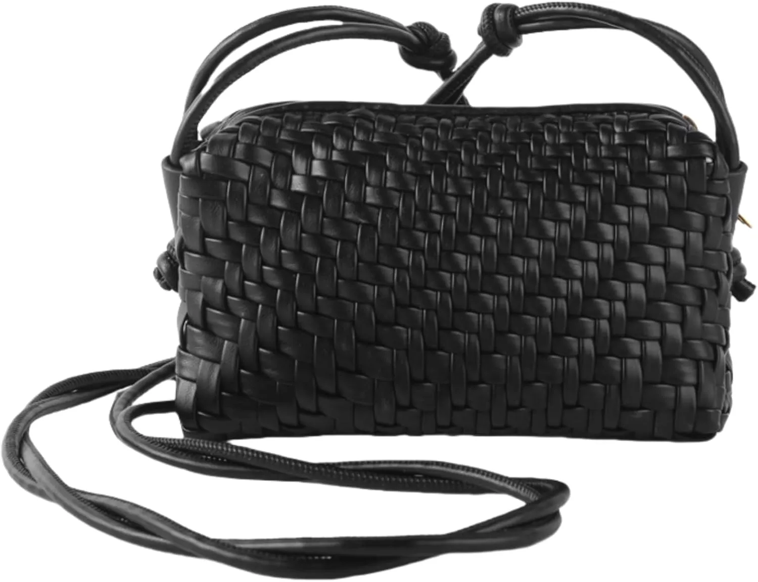 Woven Crossbody Bag for Women, Vegan Leather Trendy Purse Small Summer Shoulder Handbag with Adjustable Straps