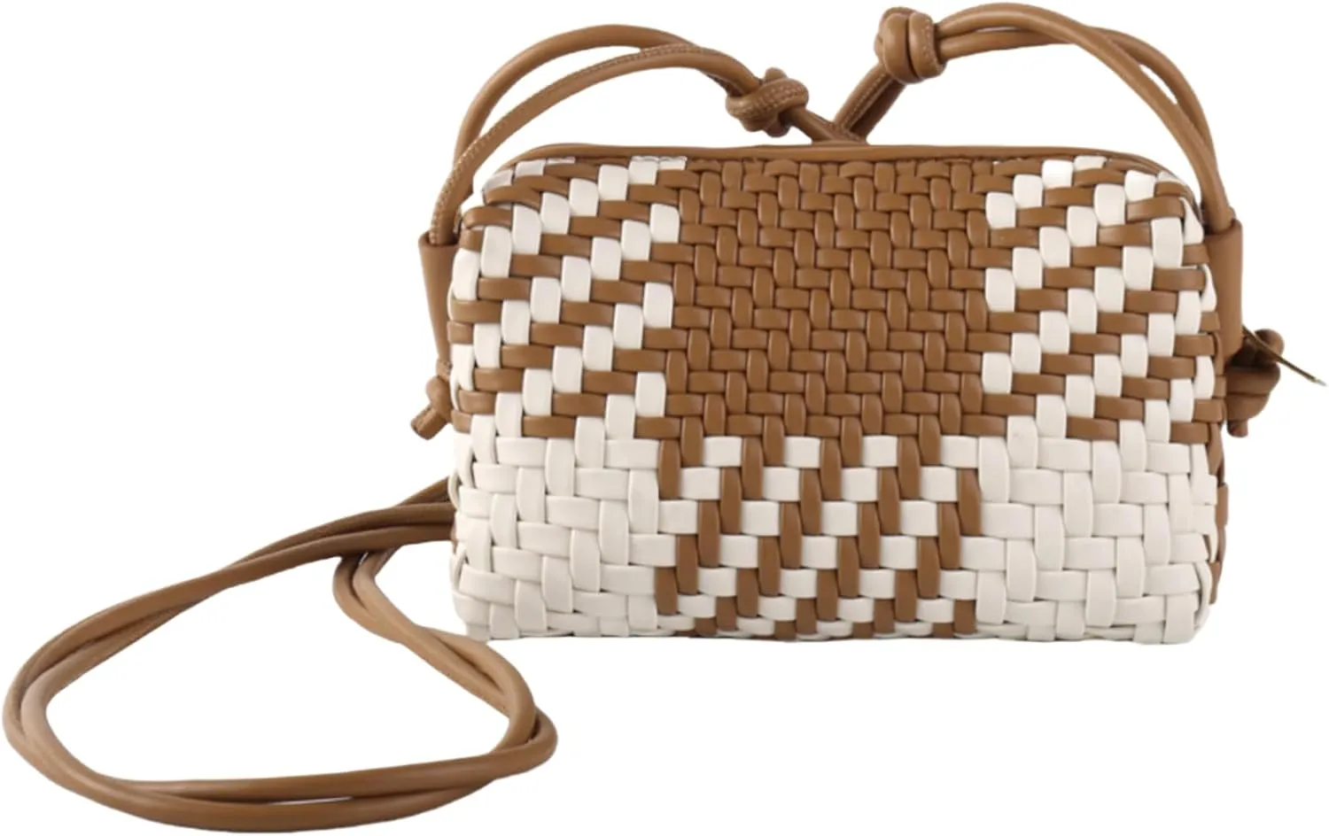 Woven Crossbody Bag for Women, Vegan Leather Trendy Purse Small Summer Shoulder Handbag with Adjustable Straps