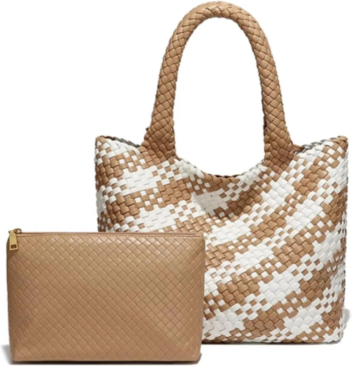 Woven Tote Bag for Women – Large Premium Vegan Leather Shoulder Handbag, Perfect for Work, Travel, and Daily Use