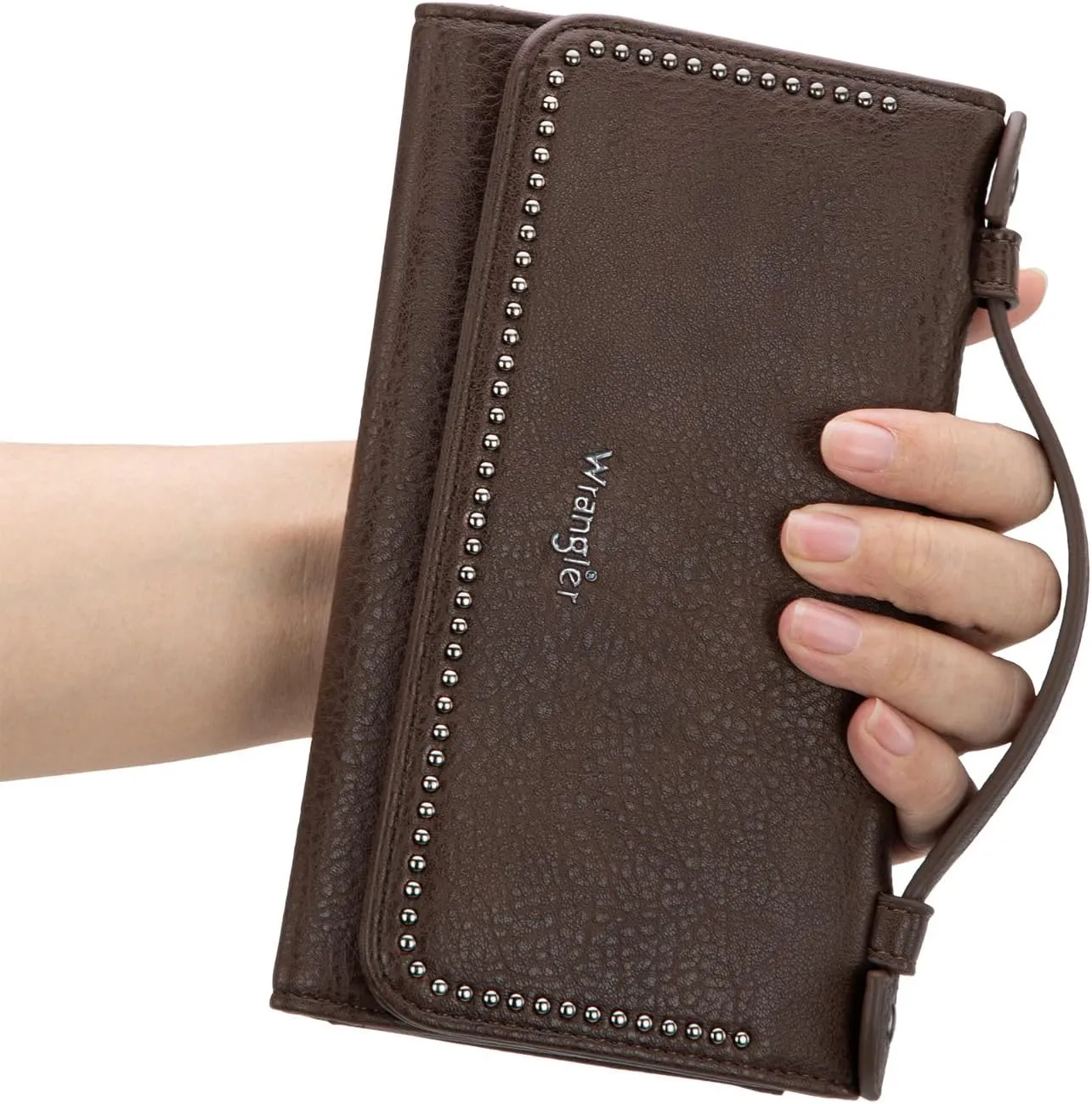 Wrangler Clutch Wallets for Women Large Womens Trifold Rfid Blocking Wallet Slim Crossbody Purse Western Wallet With Rivetts
