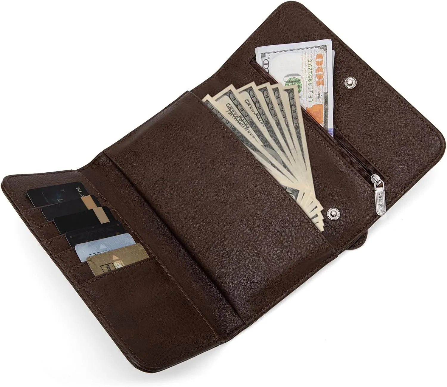Wrangler Clutch Wallets for Women Large Womens Trifold Rfid Blocking Wallet Slim Crossbody Purse Western Wallet With Rivetts