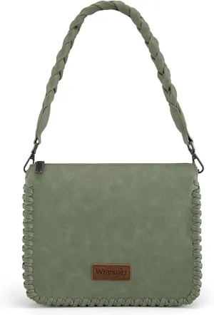 Wrangler Shoulder Bag for Women Crossbody Purse with Woven Strap