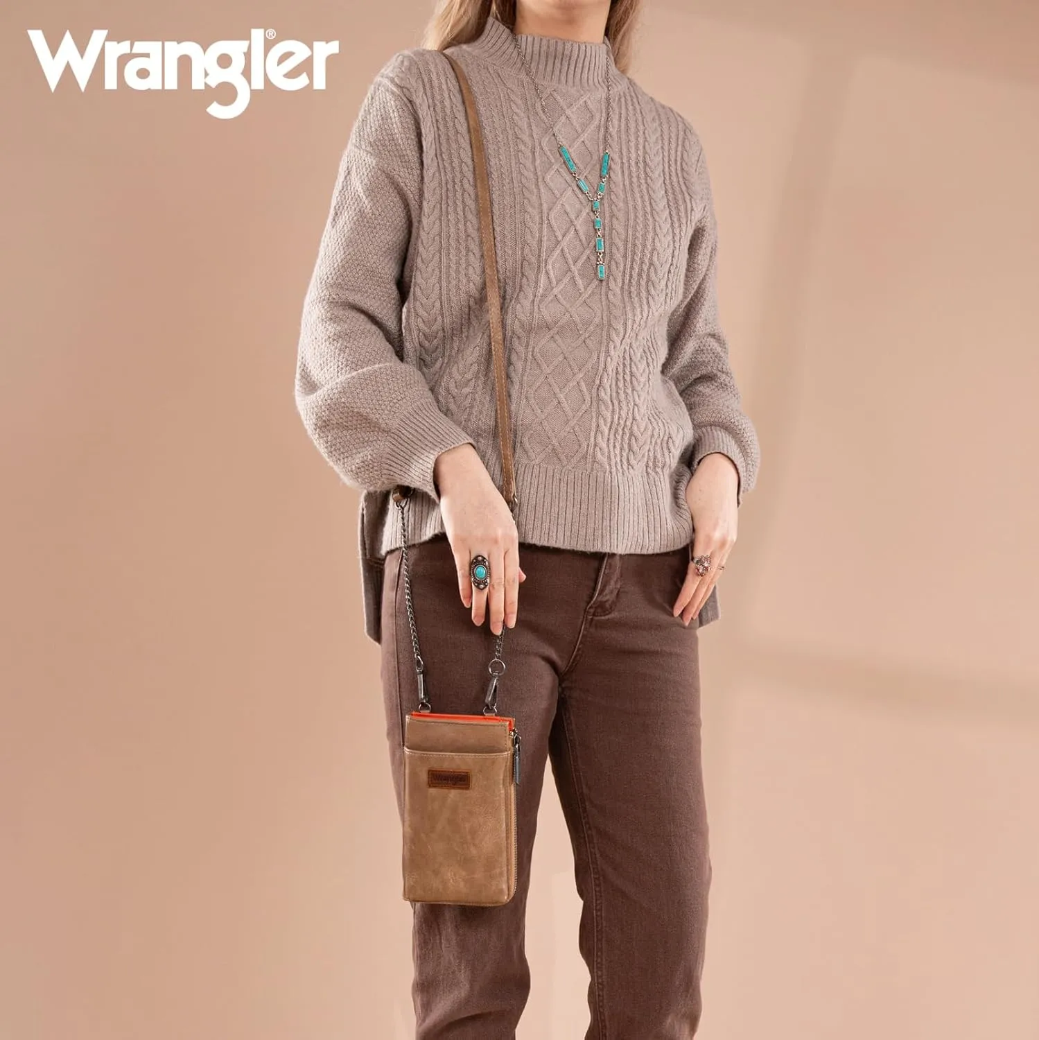 Wrangler Small Crossbody Purse for Women RFID Blocking Over Shoulder Cellphone Wallet with Credit Card Slots