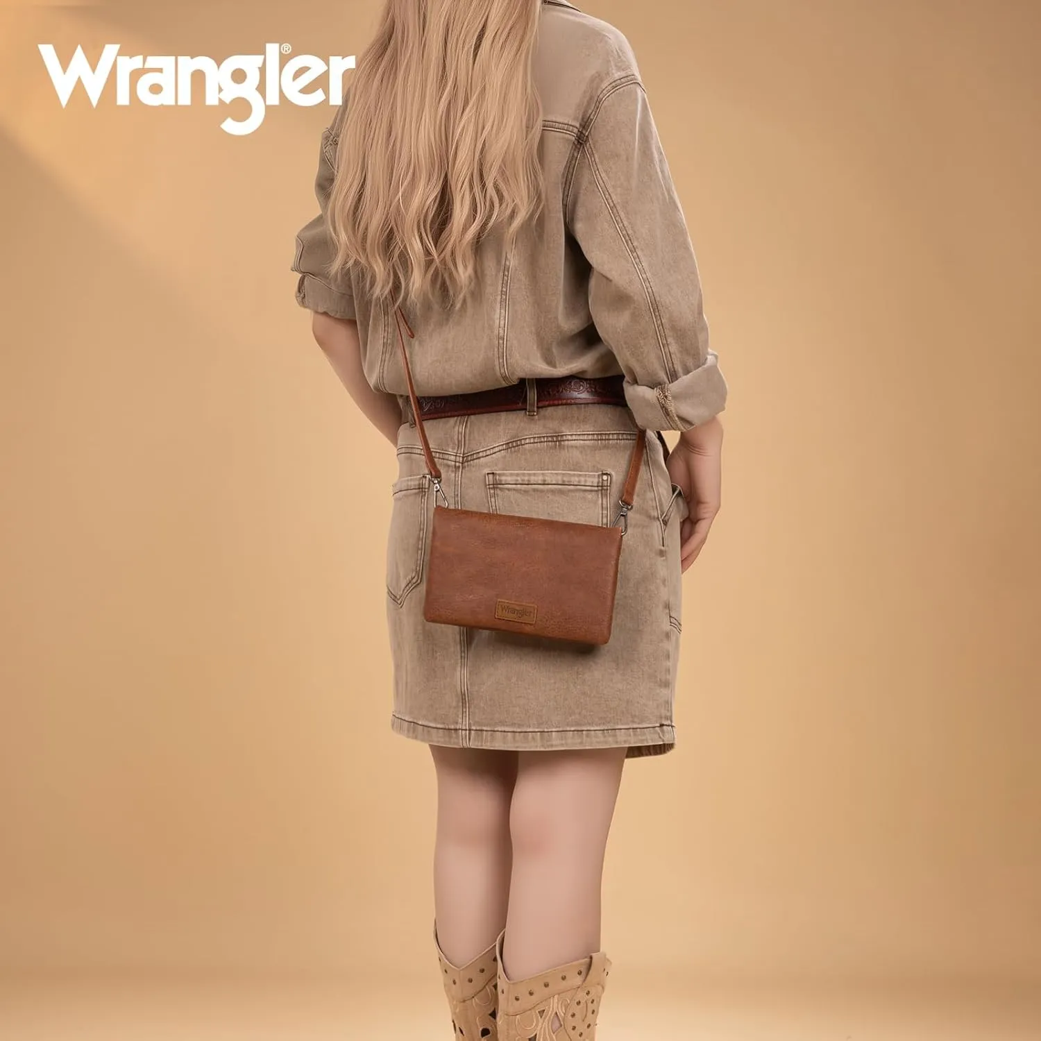 Wrangler Womens Wristlet Wallet RFID Blocking Bifold Clutch Credit Card Holder Purse with Crossbody Strap
