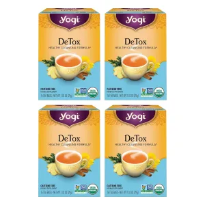 Yogi Tea DeTox Tea - 16 Tea Bags per Pack (4 Packs) - Organic Detox Tea for Digestive & Circulation Support - Includes Burdock, Dandelion, Ginger Root, Black Pepper, Cardamom & Juniper Berry