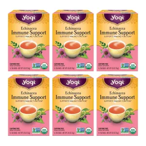 Yogi Tea Echinacea Immune Support Tea - 16 Tea Bags per Pack (6 Packs) - Organic Immunity Support Tea - Includes Peppermint Leaf, Lemongrass, Cinnamon Bark, Echinacea Purpurea, Licorice Root & More