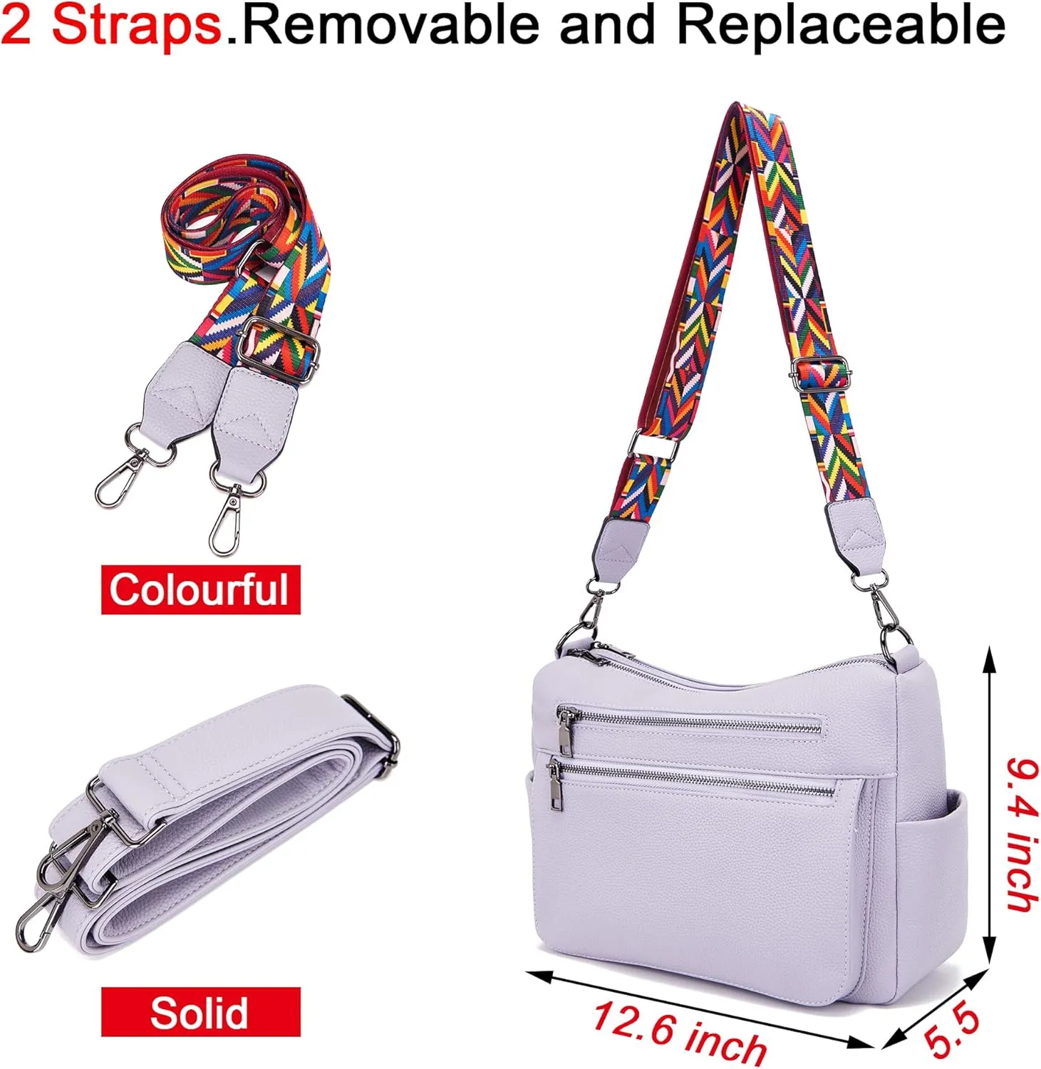 YZAOLL Large Crossbody Bag for Women Vegan Leather Tote with Adjustable Wide Strap Water-resistant Work Purse with 10 Pockets