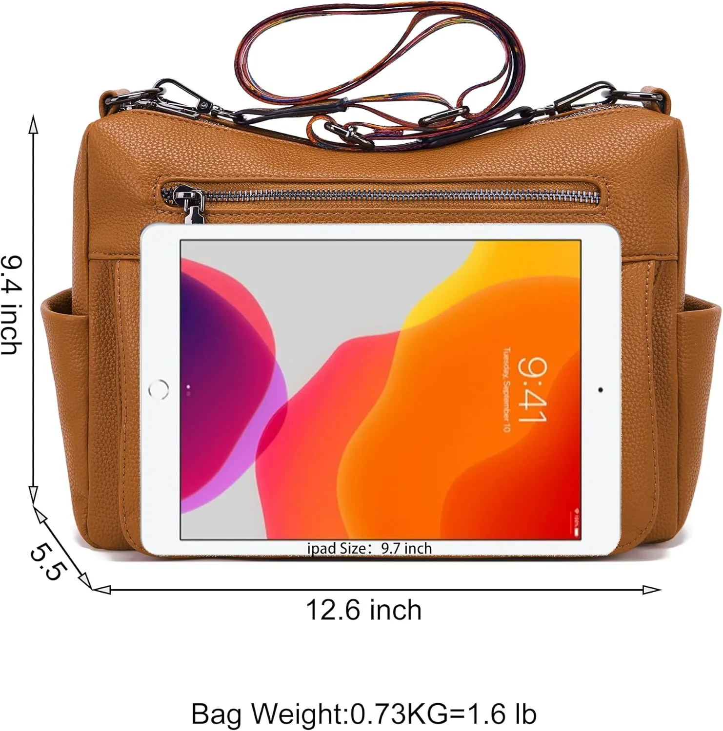 YZAOLL Large Crossbody Bag for Women Vegan Leather Tote with Adjustable Wide Strap Water-resistant Work Purse with 10 Pockets