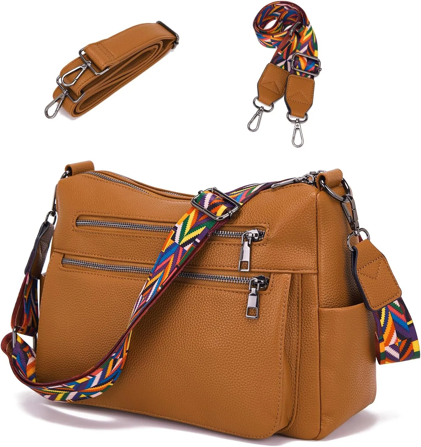 YZAOLL Large Crossbody Bag for Women Vegan Leather Tote with Adjustable Wide Strap Water-resistant Work Purse with 10 Pockets