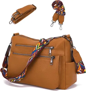 YZAOLL Large Crossbody Bag for Women Vegan Leather Tote with Adjustable Wide Strap Water-resistant Work Purse with 10 Pockets