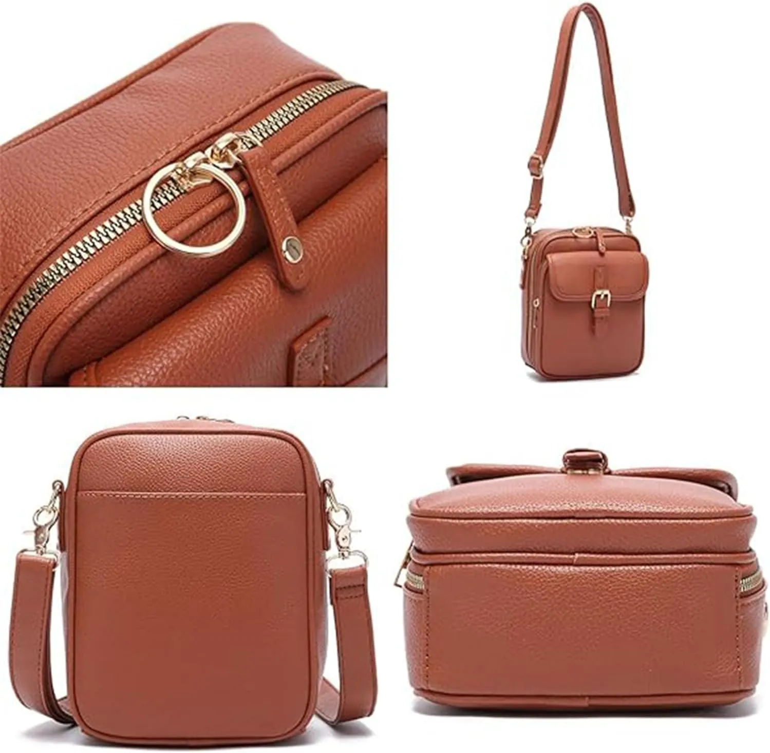 Zealburst Crossbody Bag, Urvashi Crossbody Bag, Vintage Leather Anti Theft Shoulder Bag with 10 Card Slots