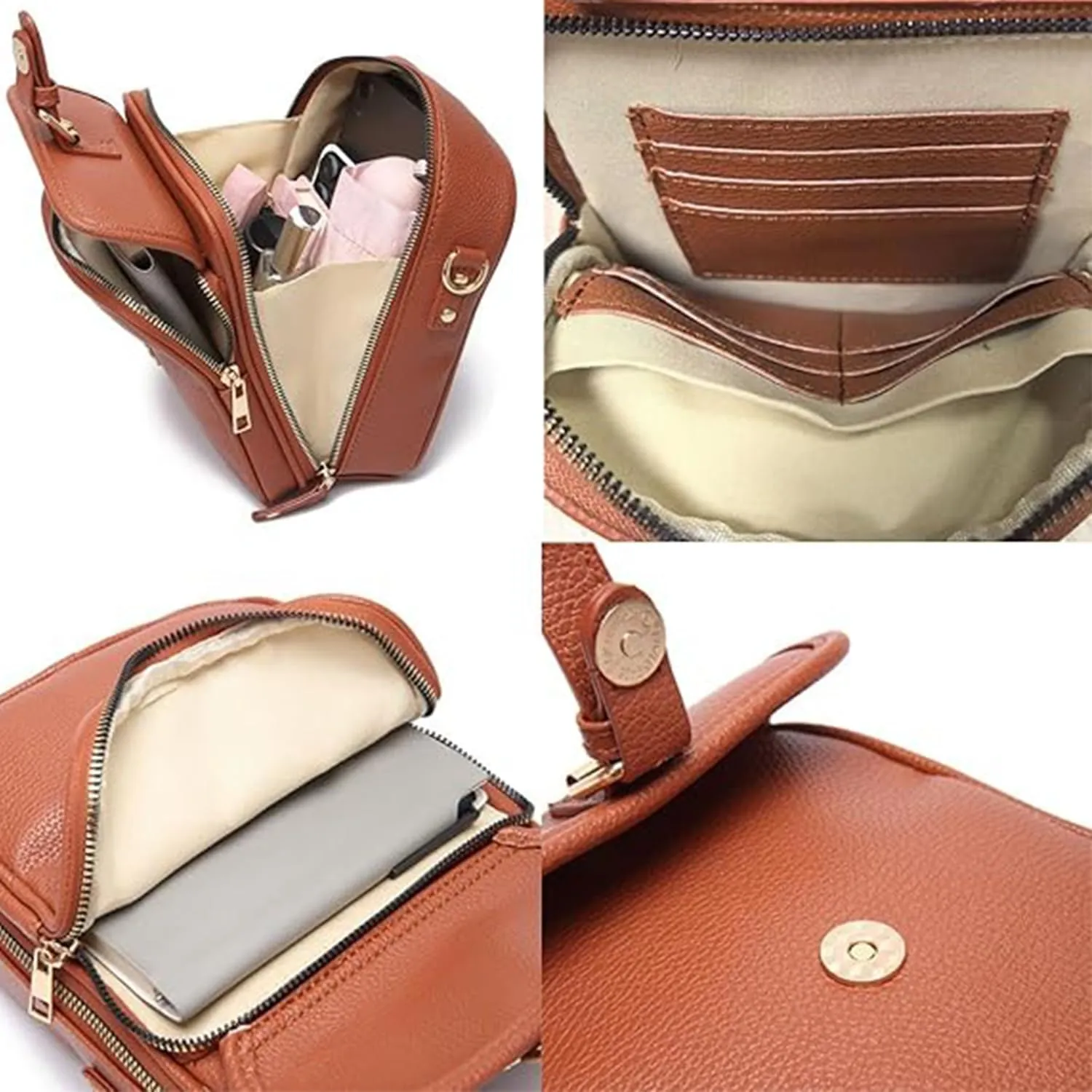Zealburst Crossbody Bag, Urvashi Crossbody Bag, Vintage Leather Anti Theft Shoulder Bag with 10 Card Slots