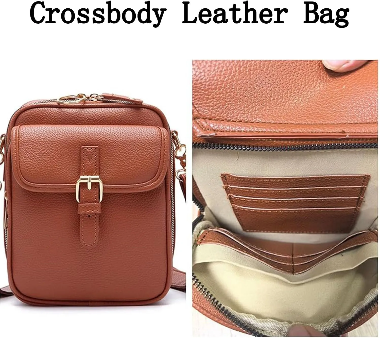 Zealburst Crossbody Bag, Urvashi Crossbody Bag, Vintage Leather Anti Theft Shoulder Bag with 10 Card Slots